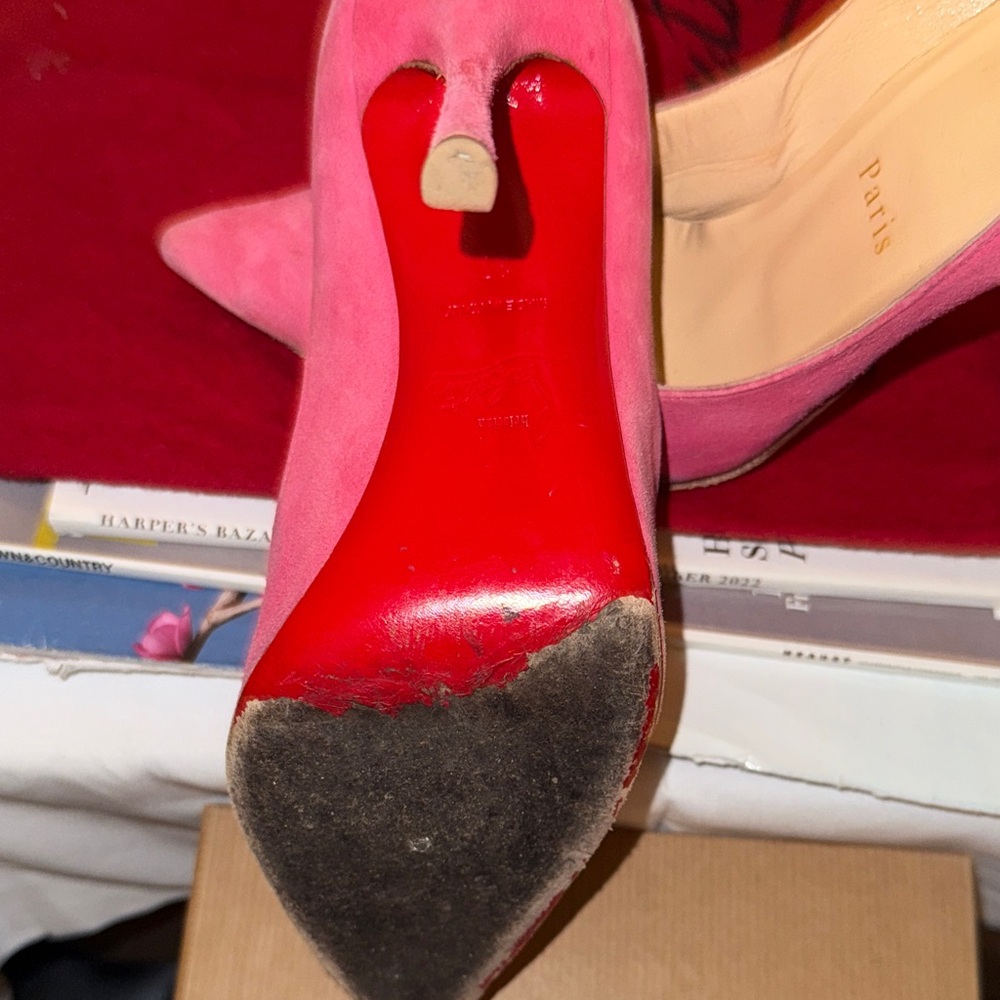 Christian Louboutin Pink Heels with Iconic Red Soles - Picture 12 of 16
